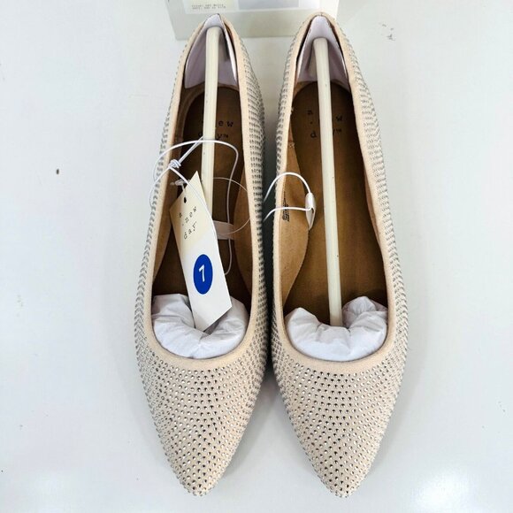 A New Day Rhinestone Flats Women’s Size 7 Off White AE247 Memory Foam Sole - Picture 2 of 8